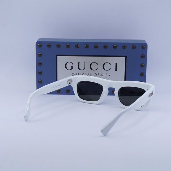 Gucci GG1777S 004 Square Sunglasses - Shiny White\Grey - Picture 4 of 11